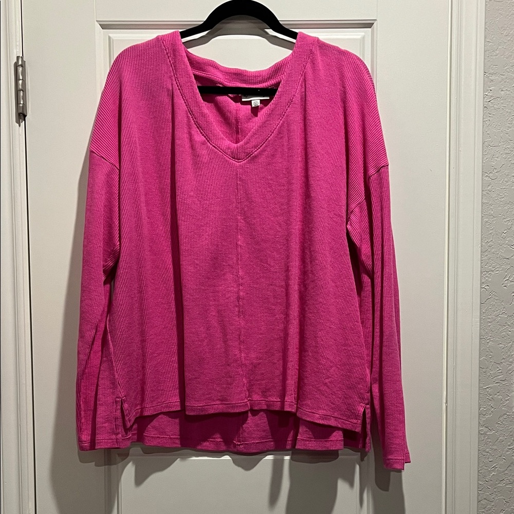 Wonderly Fuchsia V-Neck Sweatshirt